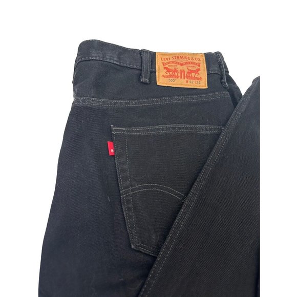 Levis 550 Relaxed Fit Straight Leg Mens Jeans Black Wash Size 42x32 - Picture 7 of 8